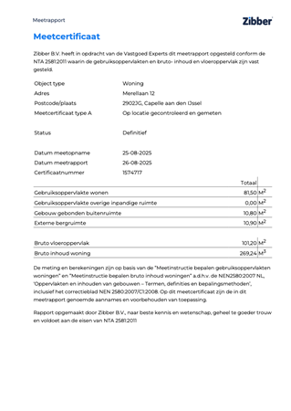 Floorplan - Merellaan 12, 2902 JG Capelle aan den IJssel
